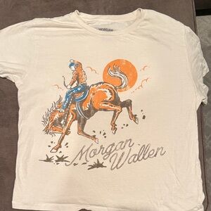 Morgan Wallen Cream Graphic Crop Tee - Women's Casual Crop Top